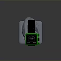 Smartwatch With Green Strap On White Charging Stand And Digital Screen