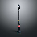 Classic Black Street Lamp With Decorative Base And Red 40 Label