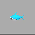Cute Cartoon Blue Shark Toy With White Underbelly Black Eyes And Friendly Smile