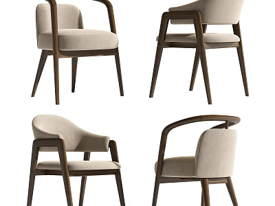 Modern Minimalist Single Accent Chair With Upholstered Seat Dark Wooden Frame And Armrests 3d model