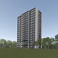 Modern High Rise Residential Building With Glass Facade Balconies And Surrounding Greenery