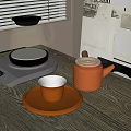 Modern Glass Electric Kettle With Digital Display Heating Base And Teapot On Tabletop