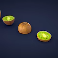 Whole and Sliced Kiwi Fruits Showing Green Flesh With Black Seeds On Dark Background
