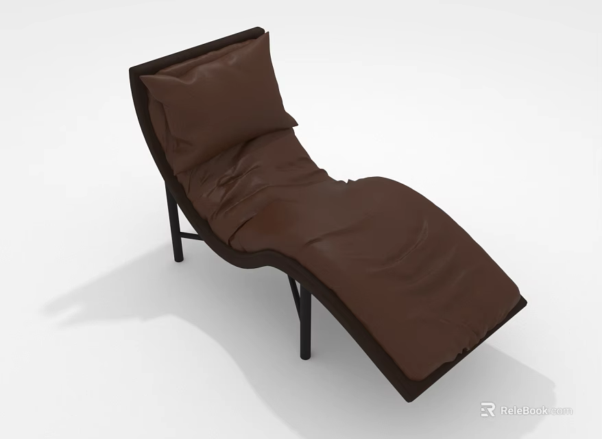 Modern Brown Leather Lounge Chair With Black Metal Frame And Comfortable Design 3d model 