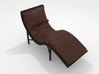 Modern Brown Leather Lounge Chair With Black Metal Frame And Comfortable Design 3d model
