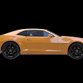 Yellow Sports Car with Black Stripes Two Door Exterior Design and Black Wheels