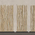 Natural Wooden Room Divider With Slender Sticks For Home Interior Decoration