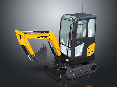 Efficient Functional Vehicle Compact Crawler Excavator With Operator Cab And Front Bucket 3d model
