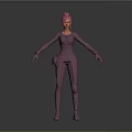 3D Character Model With Blue Outfit White Hair And Orange Face In Cartoon Style