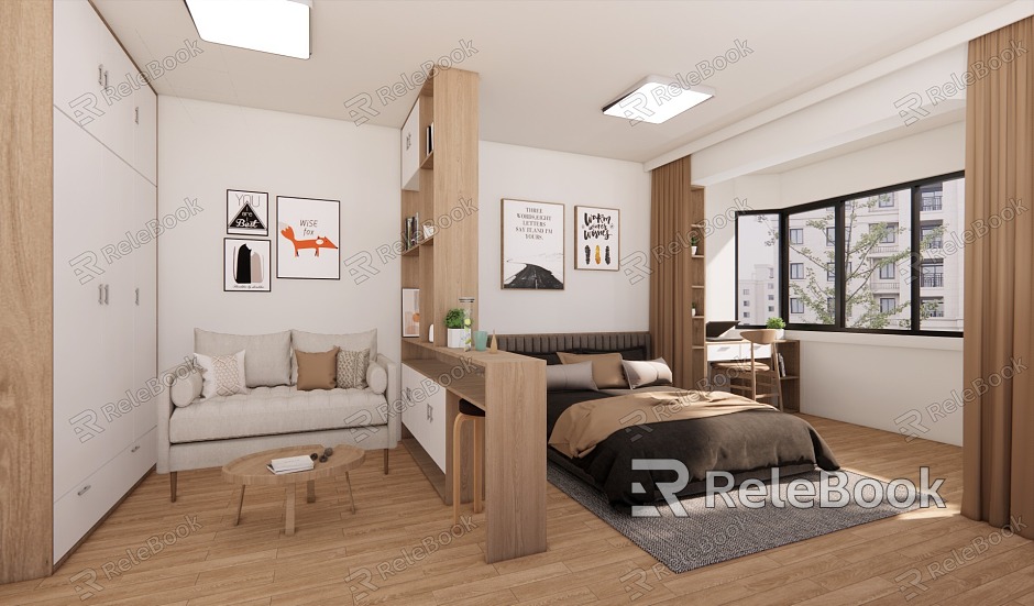 Modern Apartment Single Apartment Home Decoration Dormitory Bedroom Living Room Simple Style model