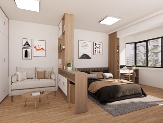 Modern Apartment Single Apartment Home Decoration Dormitory Bedroom Living Room Simple Style 3d model