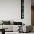 Modern Living And Dining Area Interior With Sofa Coffee Table And Floor Lamp 3d model