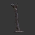 Tall Slender Decorative Wooden Sculpture with Textured Surface and Stone Base