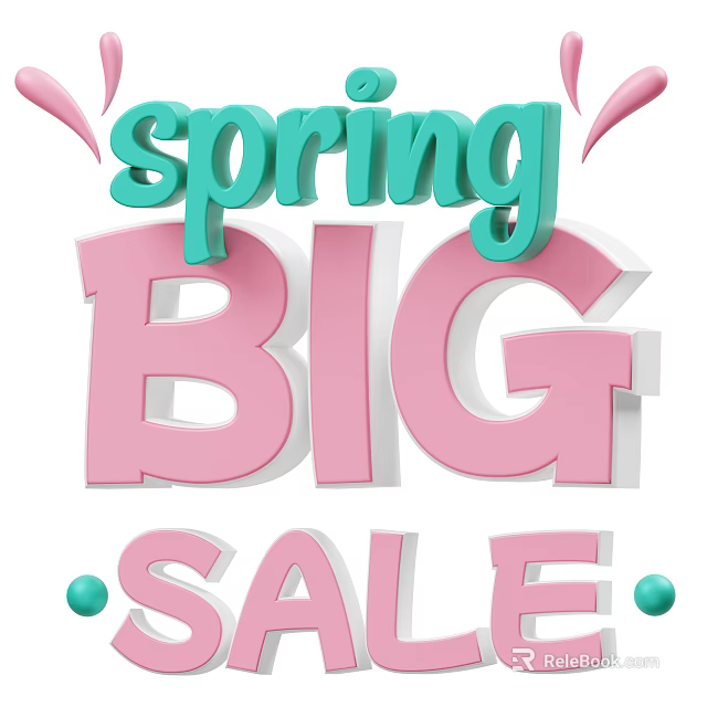 Spring Big Sale Online Shopping Promotion With Great Discounts And Deals 3d model 
