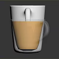 White Ceramic Mug And Transparent Glass Cup With Orange Liquid And Reflection On Dark Background