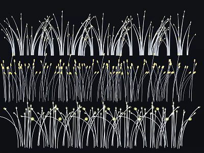 Grass Inspired Decorative Lights with Curved Stems and Warm Glow for Garden Decoration 3d model