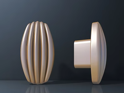 Gold Metal Cabinet Handles with Striped Design for Elegant Furniture Decoration 3d model