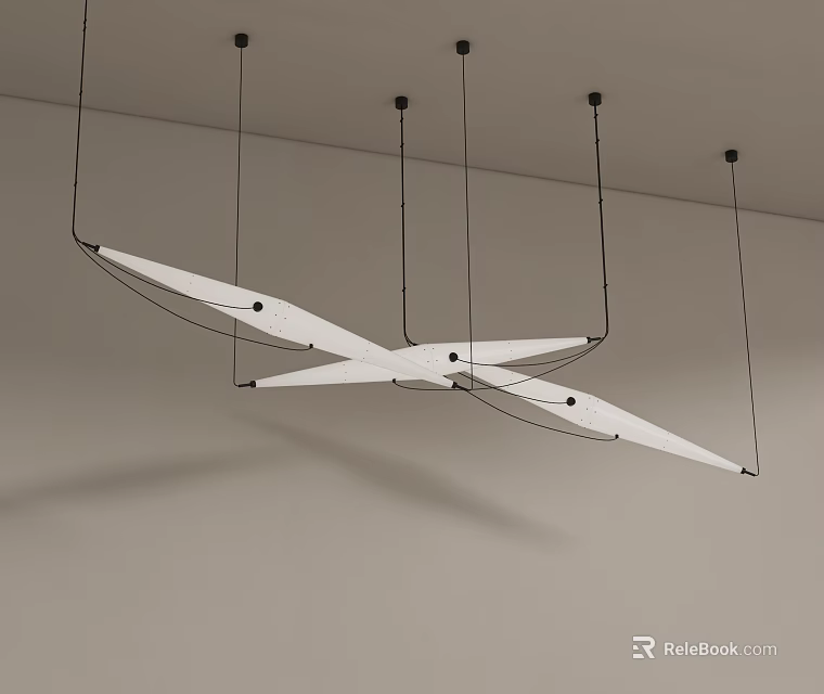 Modern Unique Design White Chandelier With Black Frame Hanging From Ceiling 3d model