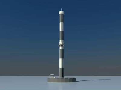 Amusement Equipment Tall Tower Featuring Black White Stripes And Small Base Building Under Blue Sky 3d model