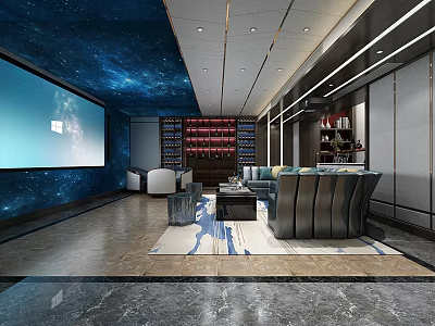 modern video room video hall 3d model