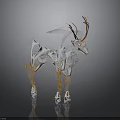 Futuristic Deer 3D Art Model With Transparent Skeleton Colorful Antlers And Orange Leg Details