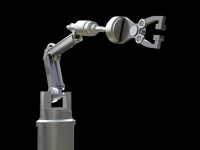 Industrial Mechanical Robotic Arm With Metal Joints And Gripper End Structure 3d model