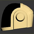 Futuristic Helmet Design With Gold Accents Black Shell And Reflective Building Reflection