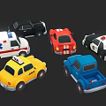 Collection of Various Toy Car Models Including Police Ambulance Taxi and Sports Car
