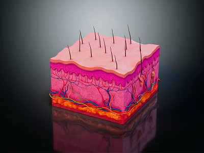 Anatomical Skin Structure Cross Section Model For Medical Education Training Device 3d model
