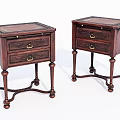 Vintage Pair of Solid Wood Bedside Tables with Carved Legs and Drawer Handles