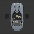 Silver Luxury Convertible Sports Car With Open Top And Beige Seats