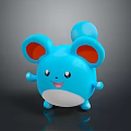 Cute Blue Cartoon Mouse Game Character With Big Orange Inner Ears White Belly And Smiling