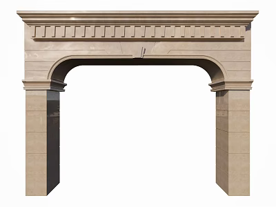 Ornate Classical Stone Archway With Decorative Top And Side Columns 3d model