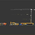 Construction Machinery Collection With Crane Excavator Truck Road Roller And Loader