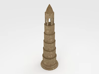 Detailed Classic Stone Tower Featuring Tiered Cylindrical Structure And Conical Top 3d model