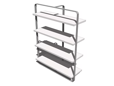 Modern Bookcase With Multi Layer White Shelves And Metal Frame Design 3d model