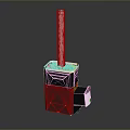 Leuze Electronic Industrial Device With Red Black Base And White Vertical Rod