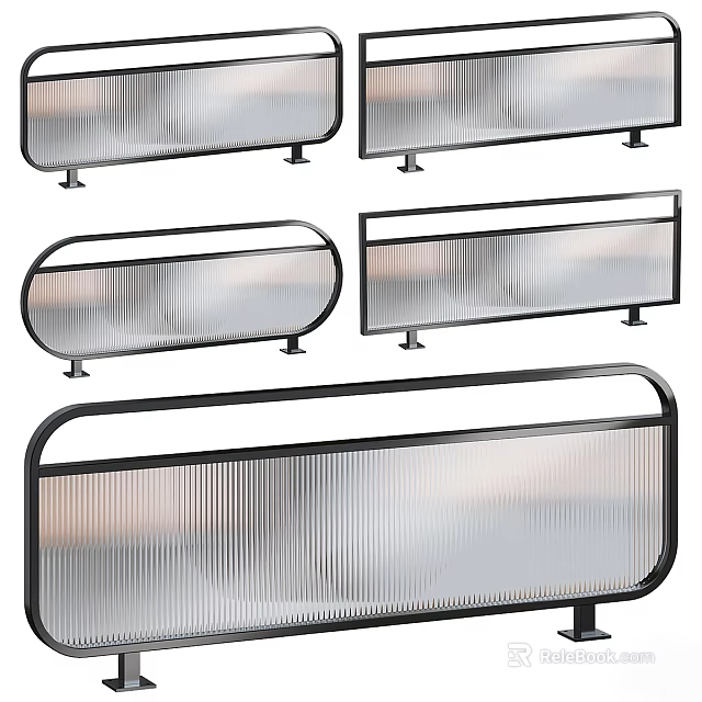 Modern Railing Design With Glass Panels And Metal Frame For Interior Spaces 3d model 