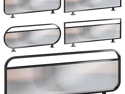 Modern Railing Design With Glass Panels And Metal Frame For Interior Spaces 3d model