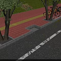Road Facilities Featuring Red Brick Pavement Trees Parked Bicycles And Adjacent Road With White Markings
