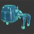 Detailed Futuristic Blue Robotic Creature With Mechanical Legs And Red Lights