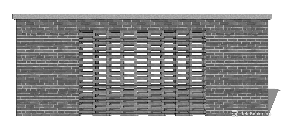 Modern Brick Feature Wall With Geometric Lattice Pattern And Perforated Design 3d model