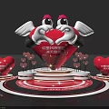 Red Inflatable Heart Shaped Cartoon Model With Wings And Decorative Elements 3d model