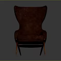 Deep Red Leather Single Sofa with Stylish Backrest and Wooden Legs