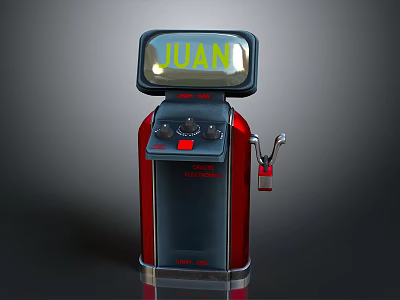 Retro Style Kitchen Appliance In Red Black With JUAN Screen Control Buttons And Handle 3d model