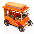 Orange Emma Jan Vintage Functional Vehicle With Flat Roof Transparent Windows And Spoked Wheels