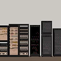 Multiple Wine Cabinets With Various Designs Black Finish Glass Doors And Interior Shelves