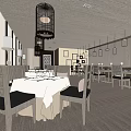 Elegant Restaurant Interior With Birdcage Pendant Lights Wooden Tables And Dining Chairs