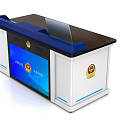 Functional Police Desk With Blue And White Design Screen And Badge