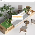 Modern Multi Seater Sofa With Natural Green Plants And Wooden Accents
